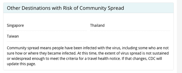 Việt Nam đã được đưa ra khỏi danh sách của CDC. Tên của danh sách này cũng được điều chỉnh từ 